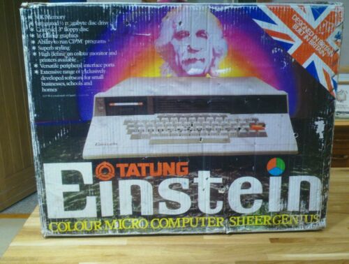 Boxed-Tatung-Einstein-Rare-British-computer-6-manuals-games-8-discs-2-drives-mag